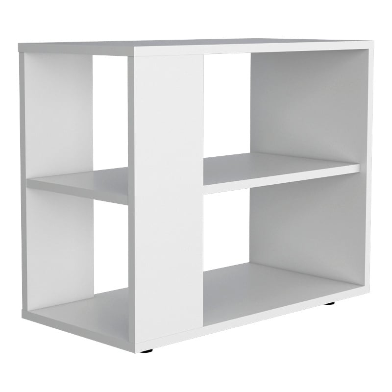 FM FURNITURE Rio Verde Side Table Engineered Wood with Open Storage White