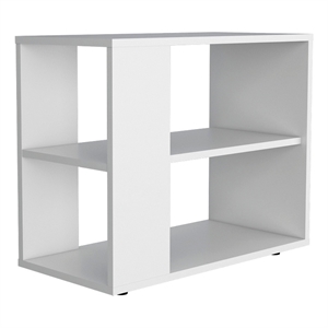 FM FURNITURE Rio Verde Side Table Engineered Wood with Open Storage White