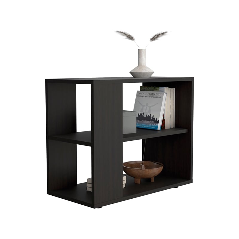 FM FURNITURE Rio Verde Side Table Open Storage Engineered Wood Black