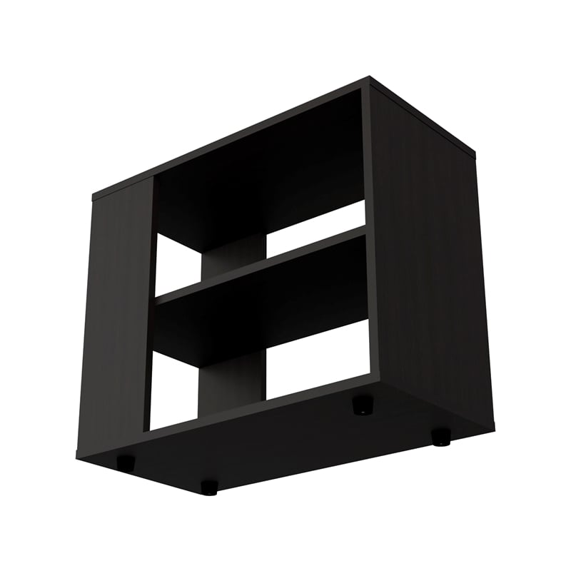 FM FURNITURE Rio Verde Side Table Open Storage Engineered Wood Black
