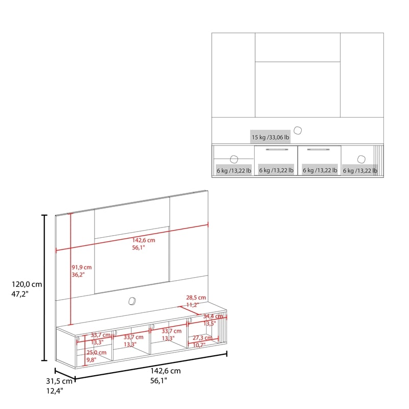 FM FURNITURE Lesslie Entertainment Center Engineered Wood Beige