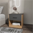 FM FURNITURE Solomon Nightstand with a Drawer Natural Oak and Matt Grey