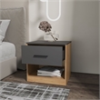FM FURNITURE Solomon Nightstand with a Drawer Natural Oak and Matt Grey
