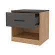 FM FURNITURE Solomon Nightstand with a Drawer Natural Oak and Matt Grey