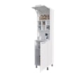 FM FURNITURE Rock Kitchen Pantry with Pneumatic Door Open Storage White