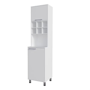 FM FURNITURE Rock Kitchen Pantry with Pneumatic Door Open Storage White