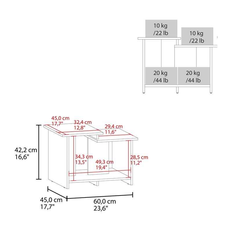 FM FURNITURE Naco Coffee Table with Open Storage Engineered Wood White