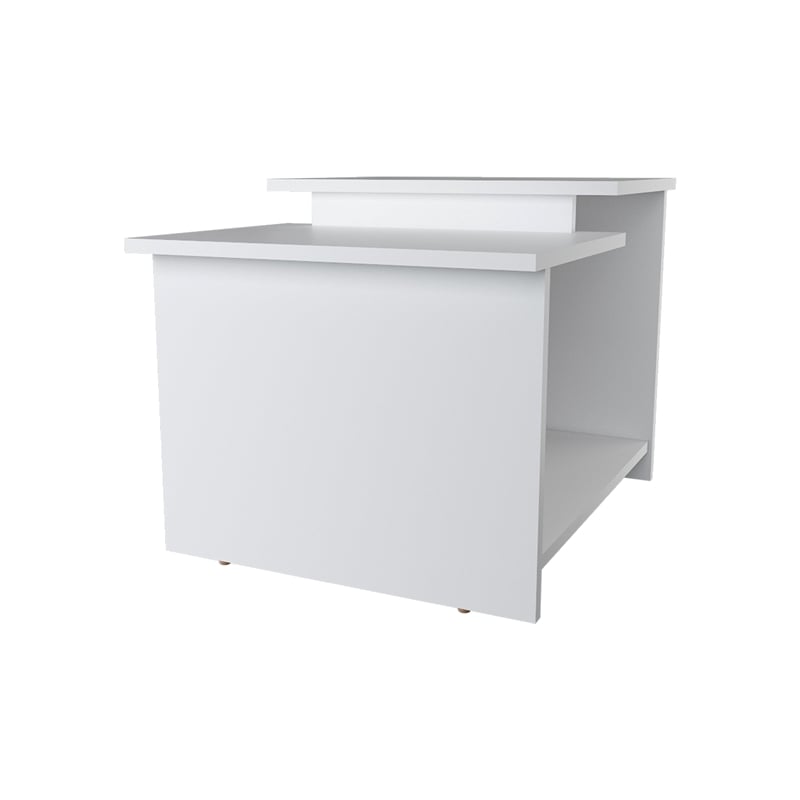 FM FURNITURE Naco Coffee Table with Open Storage Engineered Wood White