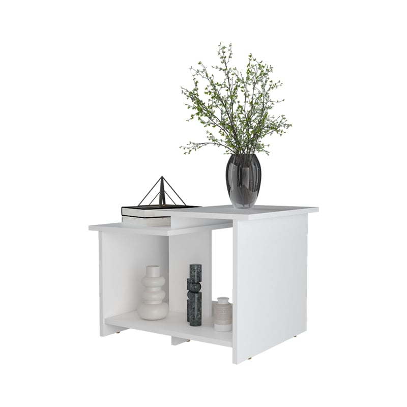 FM FURNITURE Naco Coffee Table with Open Storage Engineered Wood White