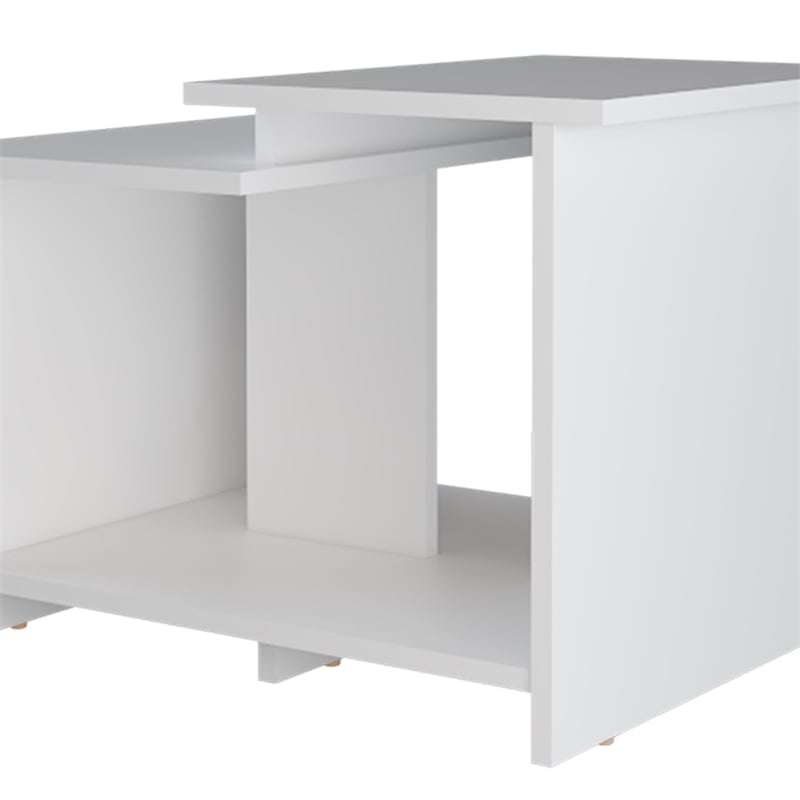 FM FURNITURE Naco Coffee Table with Open Storage Engineered Wood White