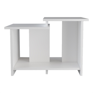 FM FURNITURE Naco Coffee Table with Open Storage Engineered Wood White
