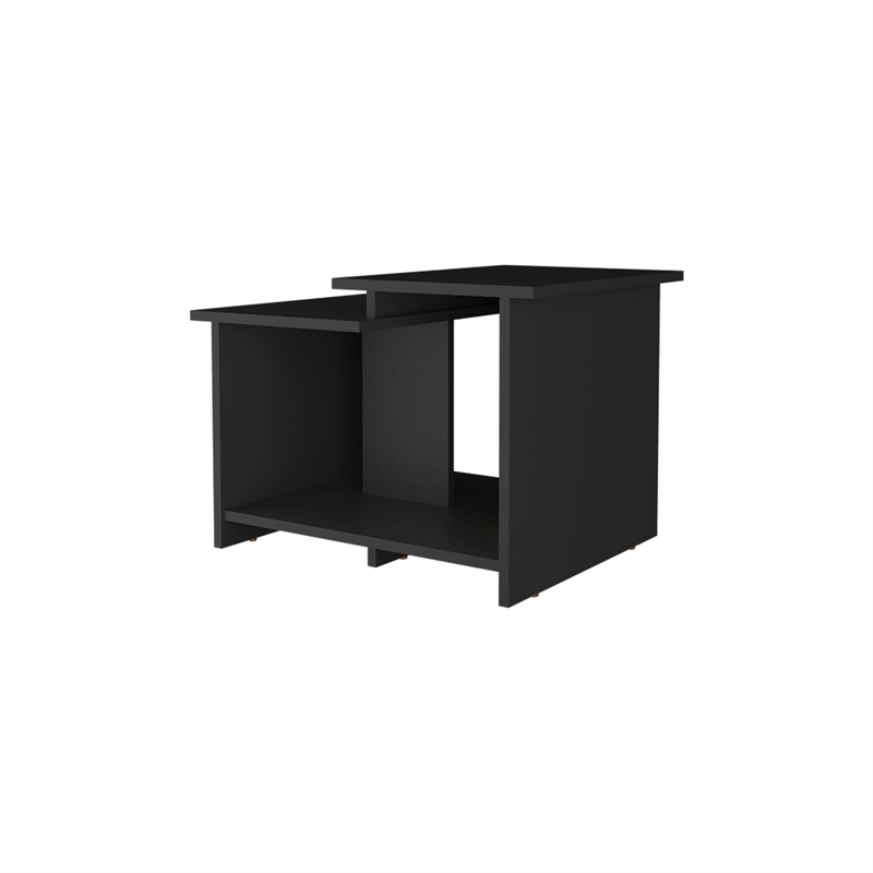 FM FURNITURE Naco Coffee Table with Open Storage in Melamine Black
