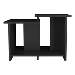 FM FURNITURE Naco Coffee Table with Open Storage in Melamine Black
