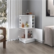 FM FURNITURE Toyei Corner Bar Cabinet with Bottle Rack Engineered Wood White