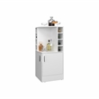 FM FURNITURE Toyei Corner Bar Cabinet with Bottle Rack Engineered Wood White