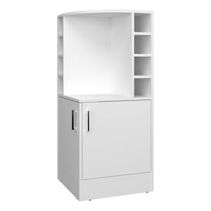 FM FURNITURE Toyei Corner Bar Cabinet with Bottle Rack Engineered Wood White