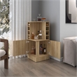 FM FURNITURE Toyei Bar Cabinet with Bottle Rack Engineered Wood Beige