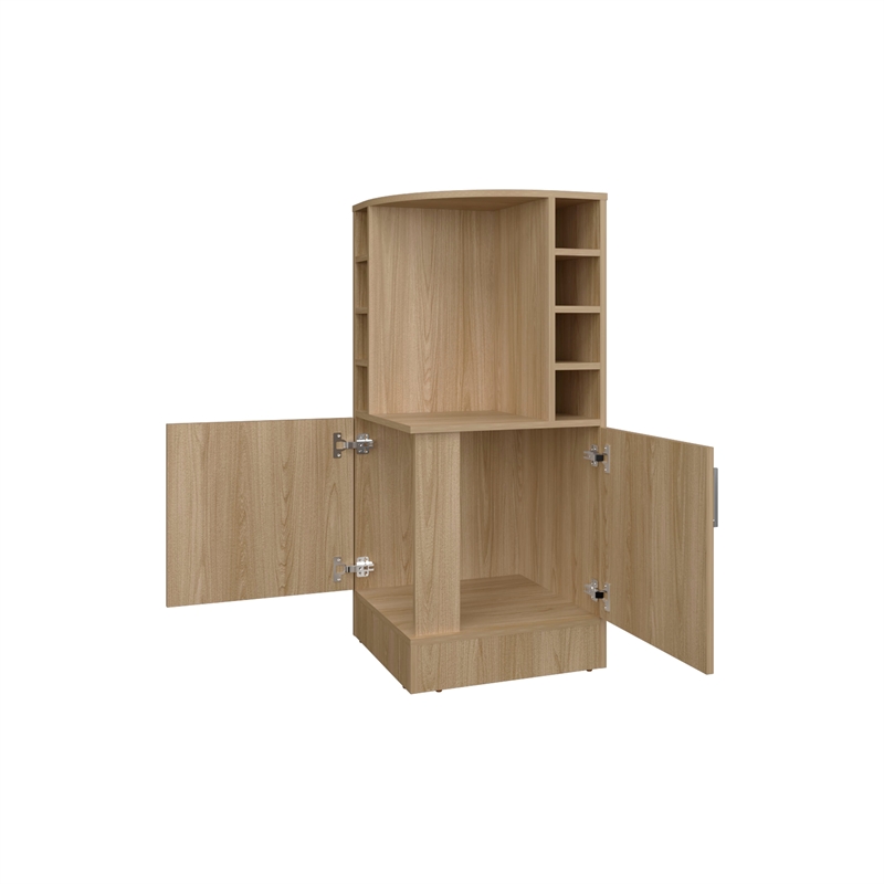 FM FURNITURE Toyei Bar Cabinet with Bottle Rack Engineered Wood Beige