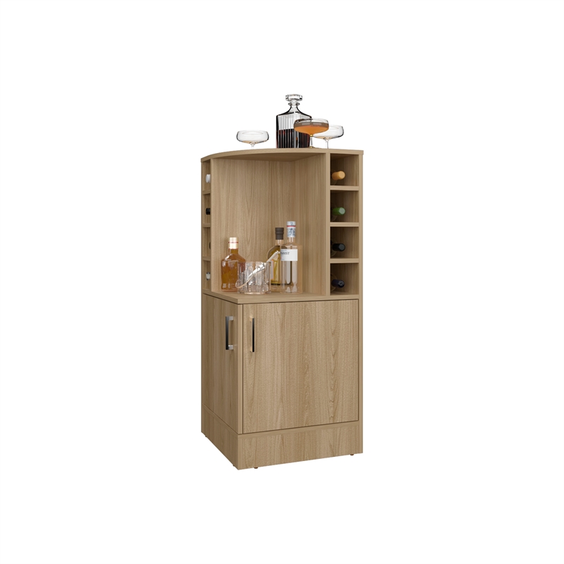 FM FURNITURE Toyei Bar Cabinet with Bottle Rack Engineered Wood Beige
