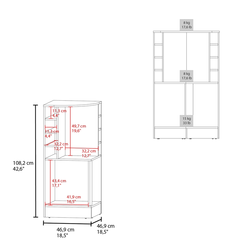 FM FURNITURE Bar Cabinet with Bottle Rack Open Shelves Enginireed Wood Black