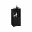 FM FURNITURE Bar Cabinet with Bottle Rack Open Shelves Enginireed Wood Black