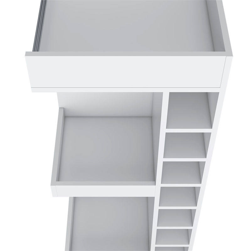 FM FURNITURE Lamer Corner Bar Cabinet with Wine Rack Engineered Wood White