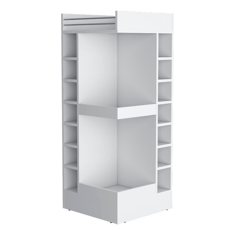 FM FURNITURE Lamer Corner Bar Cabinet with Wine Rack Engineered Wood White