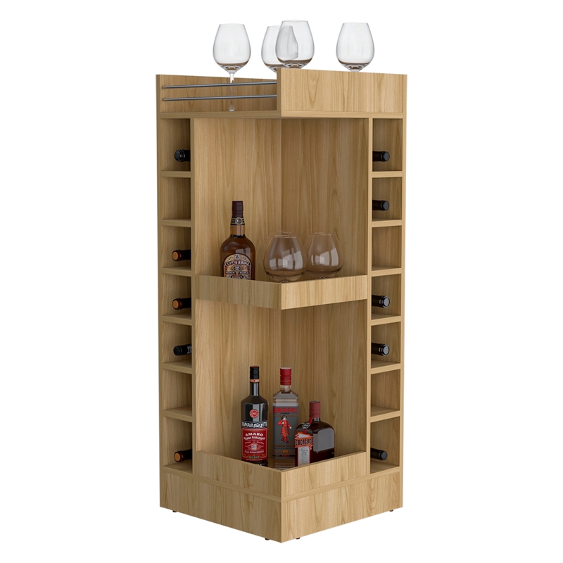 FM FURNITURE Lamer Corner Bar Cabinet Engineered Wood Beige