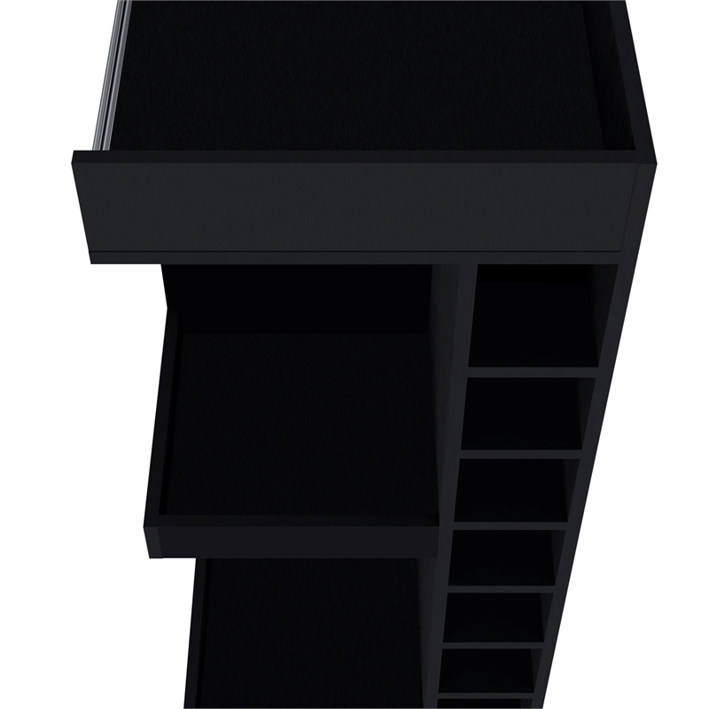 FM FURNITURE Lamer Corner Bar Cabinet with Wine Rack Engineered Wood Black