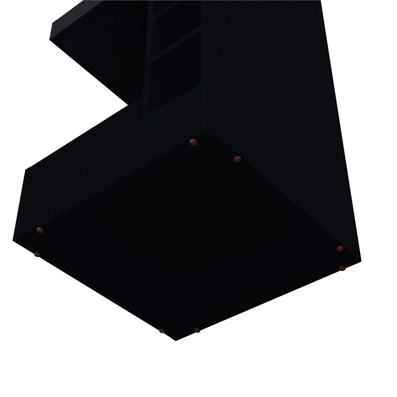 FM FURNITURE Lamer Corner Bar Cabinet with Wine Rack Engineered Wood Black