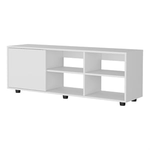 FM FURNITURE Parker TV Stand with a Door Engineered Wood White