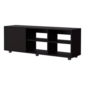 FM FURNITURE Parker TV Stand with a Door Engineered Wood Black