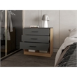 FM FURNITURE Lowrys Dresser with 3 Drawers Natural Oak and Matt Grey