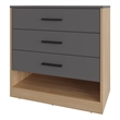 FM FURNITURE Lowrys Dresser with 3 Drawers Natural Oak and Matt Grey