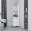 FM FURNITURE Leah corner Bar Cabinet Glass holder Wine White Engineered Wood