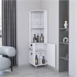 FM FURNITURE Leah corner Bar Cabinet Glass holder Wine White Engineered Wood