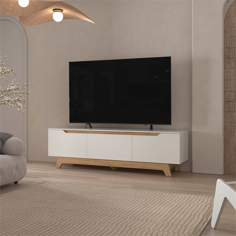 FM FURNITURE Lyman Entertainment Center Enginereed Wood White