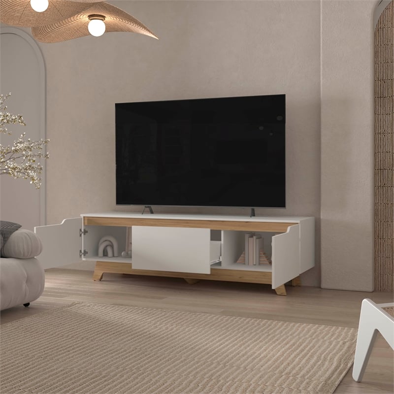 FM FURNITURE Lyman Entertainment Center Enginereed Wood White