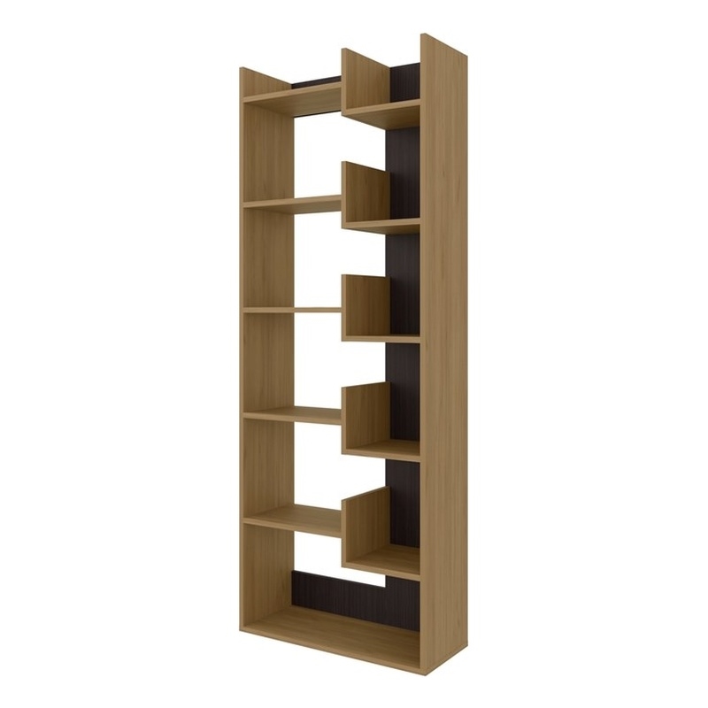 FM FURNITURE Perry Bookcase with Open Storage Natural Oak Engineered Wood
