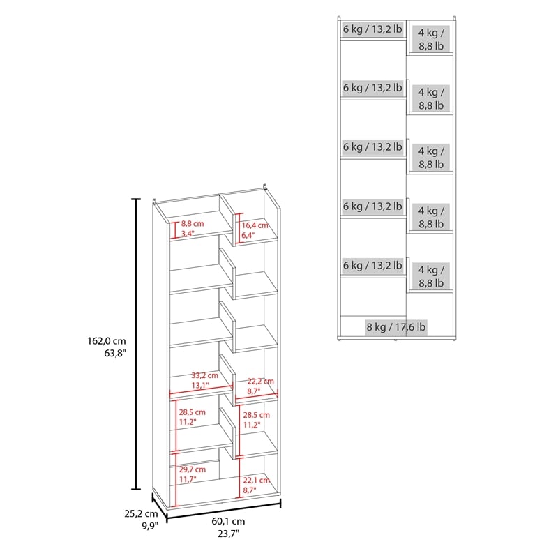 FM FURNITURE Perry Bookcase with Open Storage Natural Oak Engineered Wood