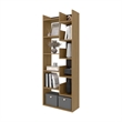 FM FURNITURE Perry Bookcase with Open Storage Natural Oak Engineered Wood