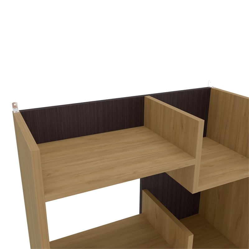 FM FURNITURE Perry Bookcase with Open Storage Natural Oak Engineered Wood