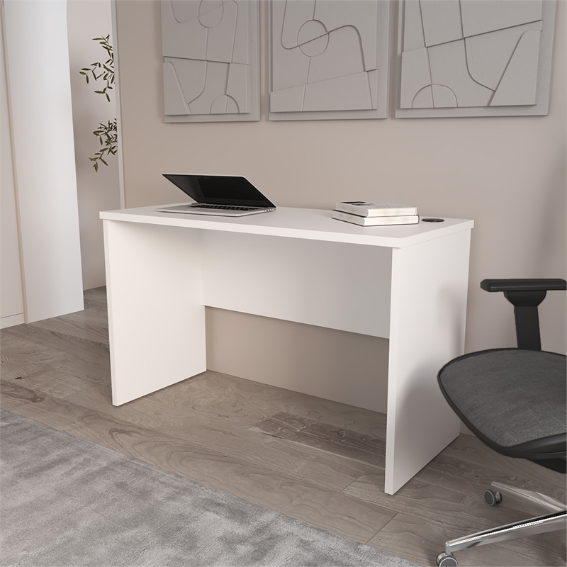 FM FURNITURE Rough Rock Minimalist Home Office Work Desk White Engineered Wood