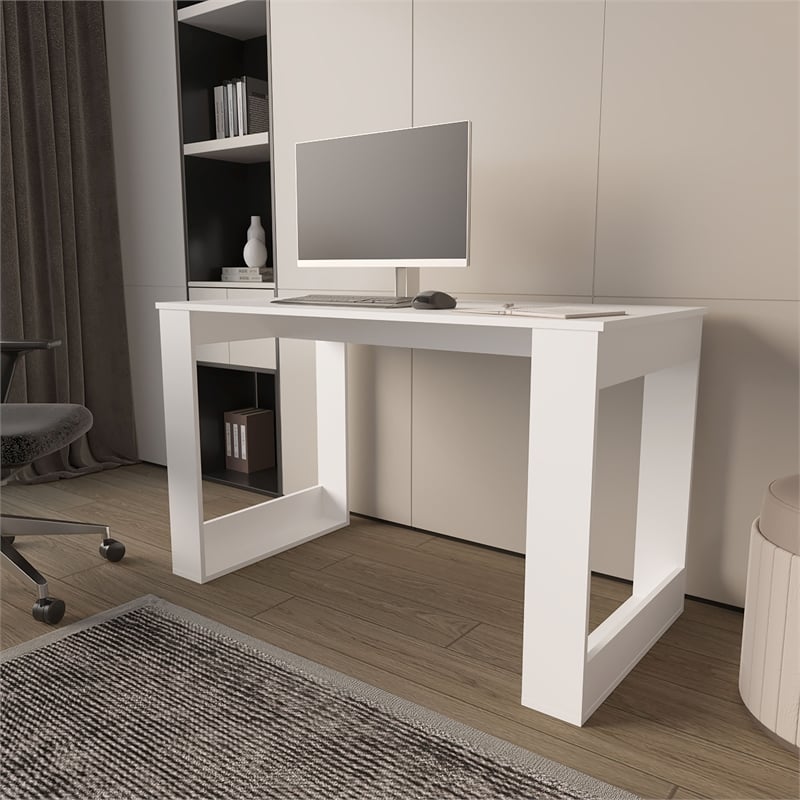 FM FURNITURE Aurora Writing Computer Desk Engineered Wood White