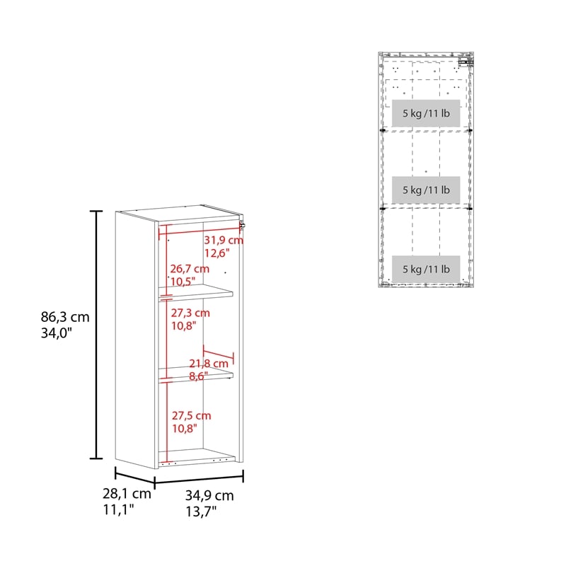 FM FURNITURE Vega Side Table Engineered Wood with Open Storage White