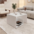 FM FURNITURE Vega Side Table Engineered Wood with Open Storage White