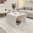 FM FURNITURE Vega Side Table in Melamine with Open Storage White and Light Oak