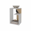 FM FURNITURE Vega Side Table in Melamine with Open Storage White and Light Oak