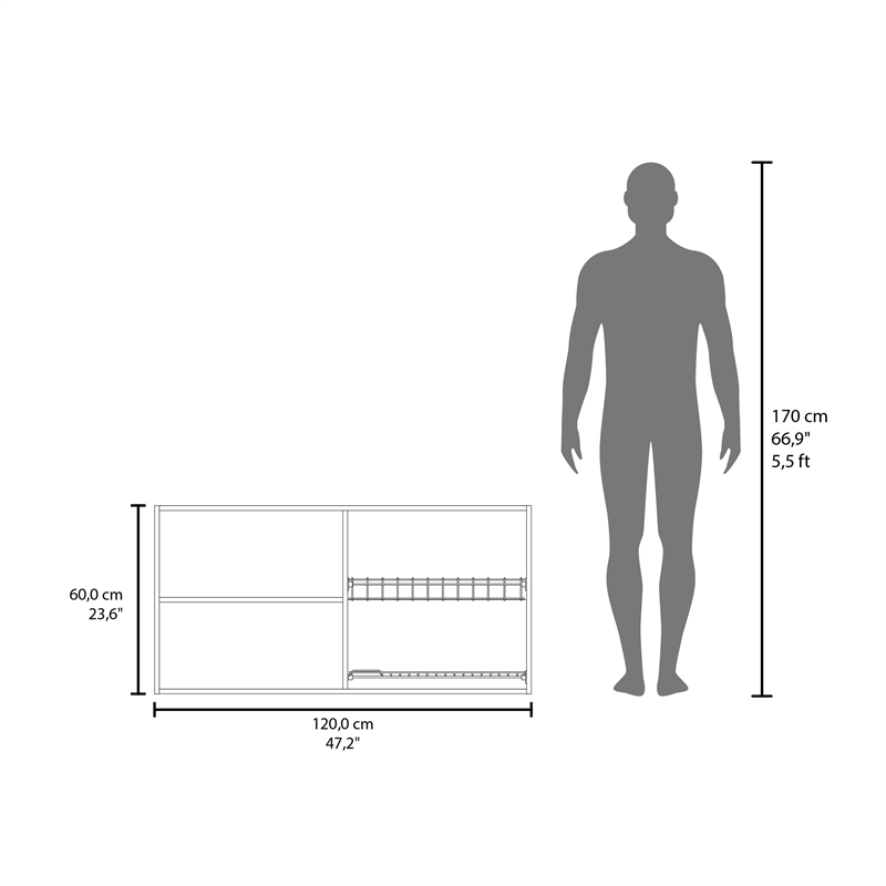 FM FURNITURE Lyman Wall Cabinet Four Doors Engineered Wood Natural Oak