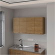 FM FURNITURE Lyman Wall Cabinet Four Doors Engineered Wood Natural Oak